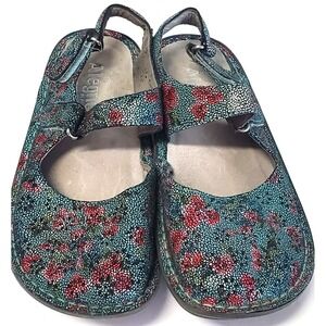 Alegria JEMMA 851 Shoes 7-7.5US/377EU Mary Jane Mosaic Aqua Floral Blues & Pinks
